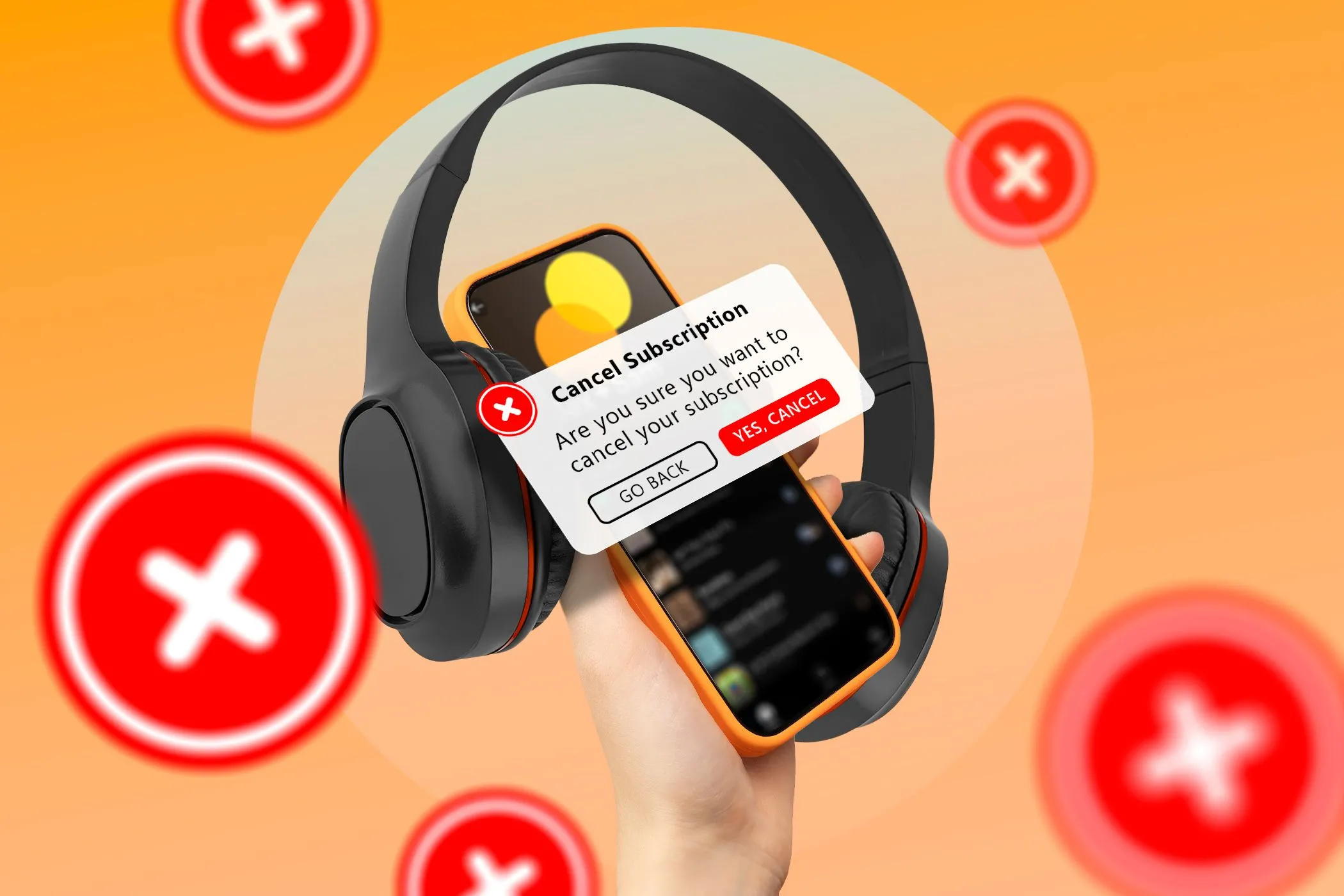 Một người dùng đang cầm điện thoại xem màn hình ứng dụng, thể hiện hành động xem xét và quản lý các gói đăng ký dịch vụ để cắt giảm chi phí không cần thiết.