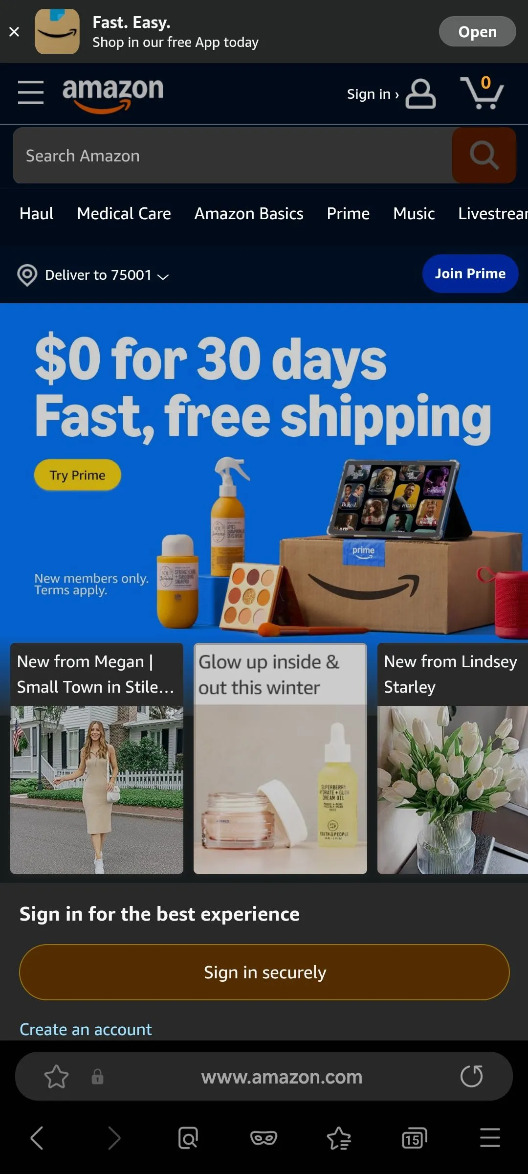 Một trang web được hiển thị trong Samsung Internet với giao diện đã áp dụng chế độ tối, giúp giảm mỏi mắt.