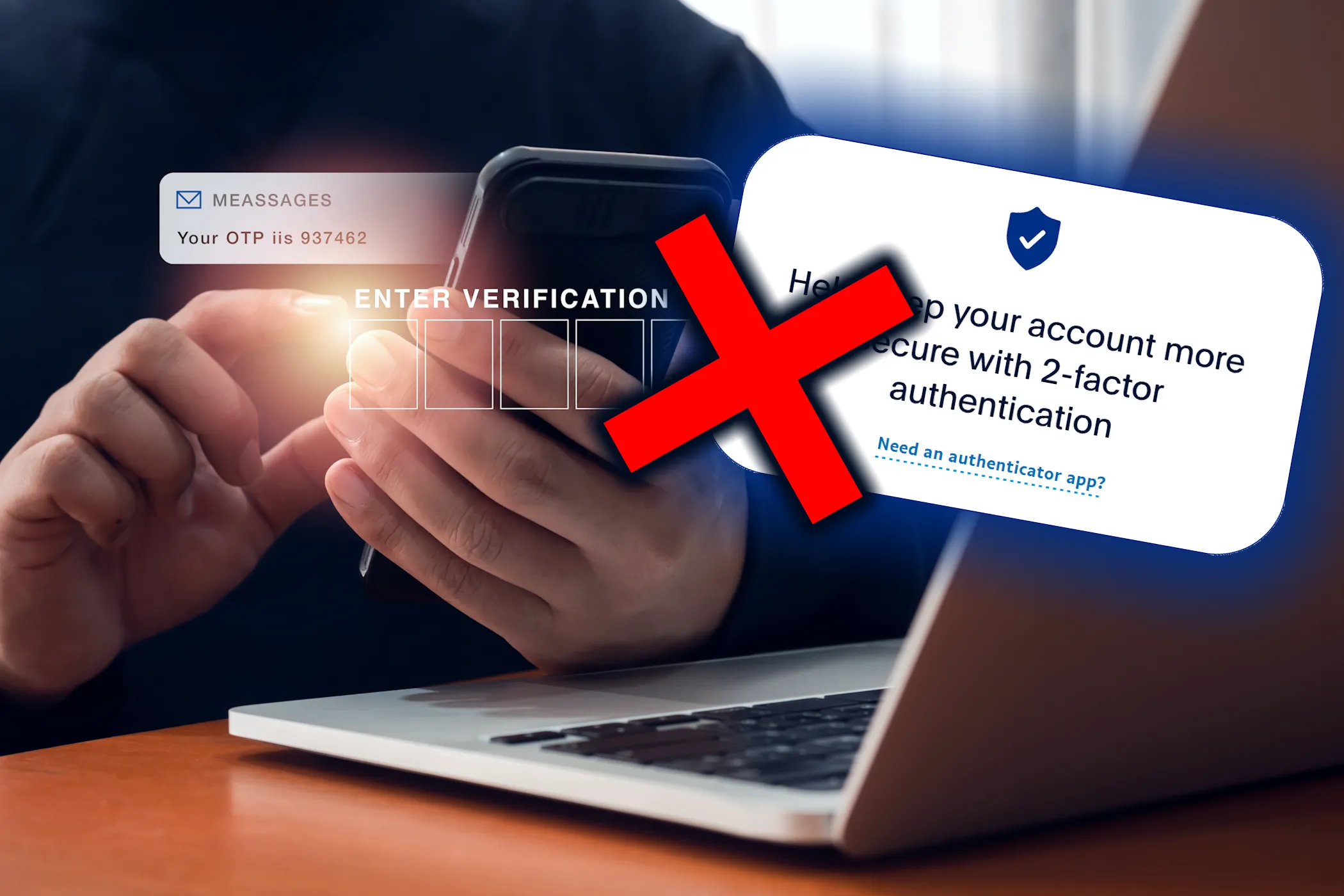 Người dùng nhận tin nhắn SMS xác minh 2FA không chính xác, minh họa rủi ro bảo mật