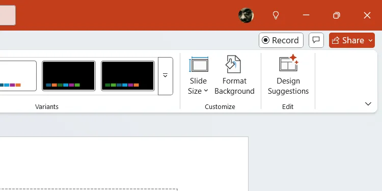 Nút Gợi ý Thiết kế (Design Suggestions) trong PowerPoint.