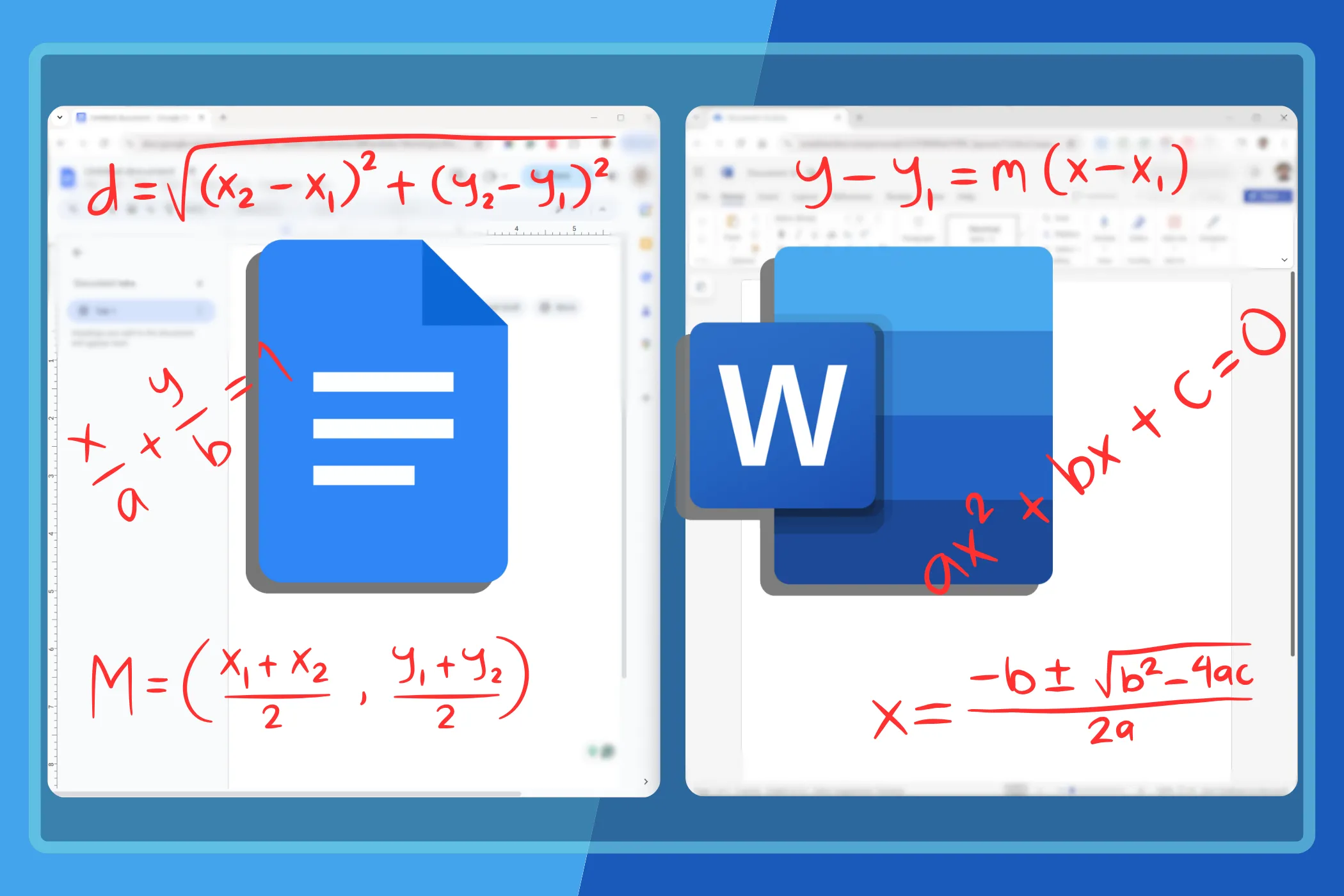 So sánh giao diện nhập công thức toán học giữa Microsoft Word và Google Docs