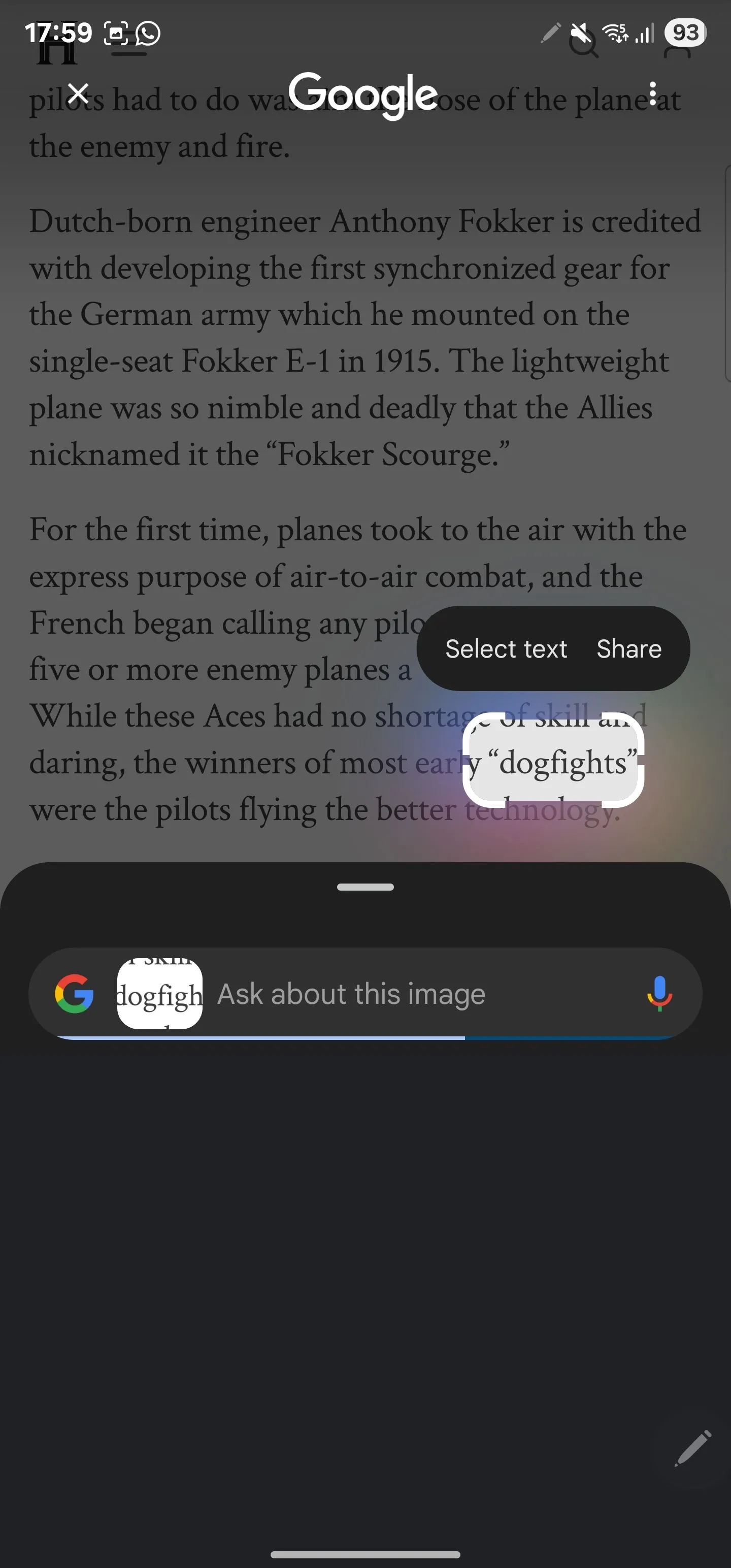 Sử dụng Circle to Search để tra cứu nghĩa của một từ tiếng Anh trên điện thoại Samsung Galaxy.