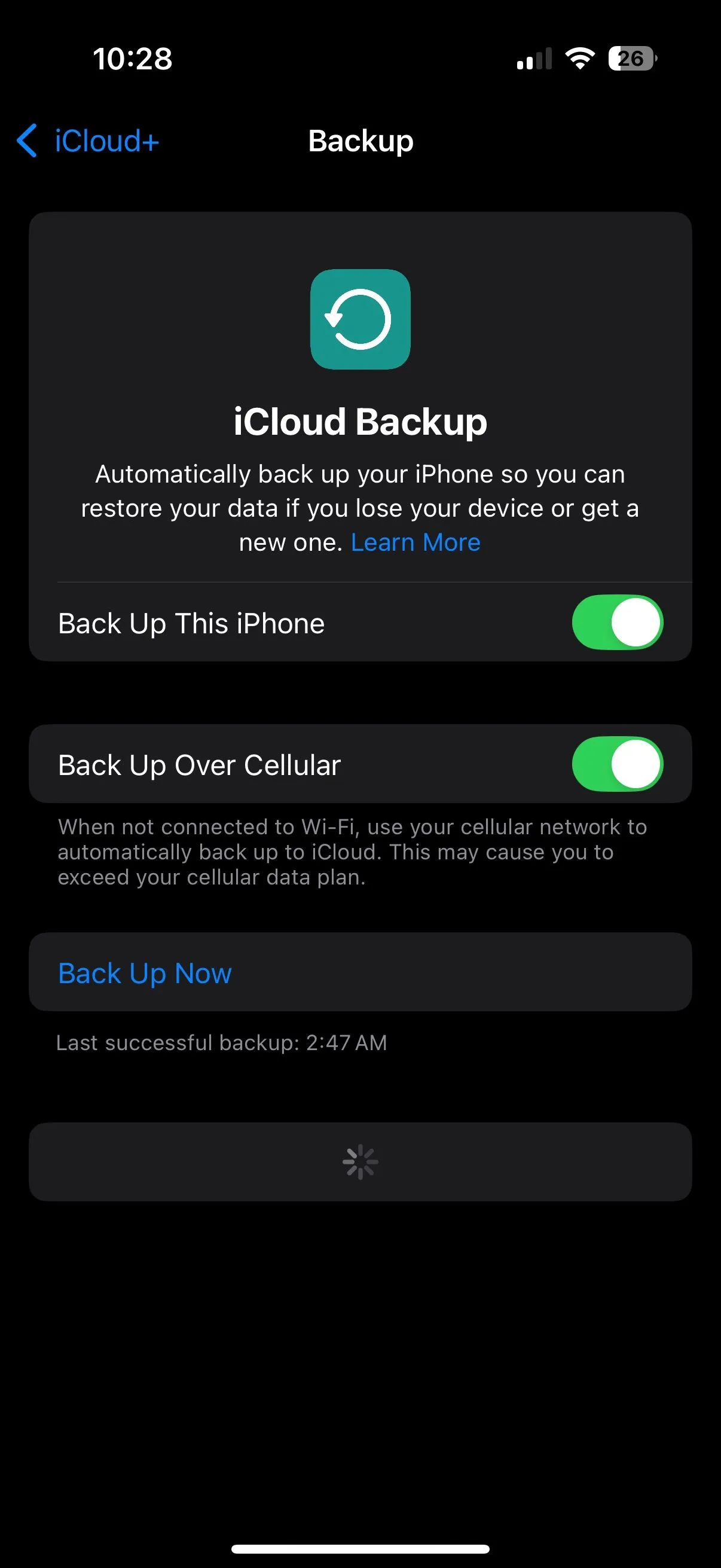 Thiết lập sao lưu dữ liệu iPhone qua mạng di động
