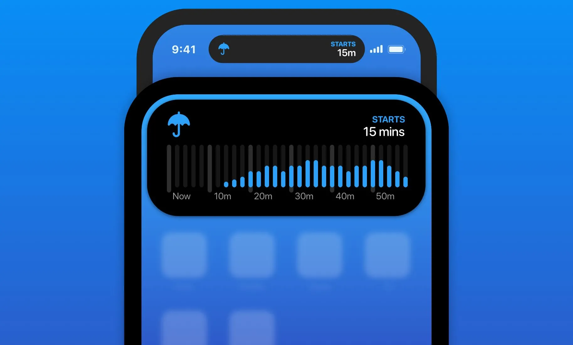 Thông báo thời tiết chi tiết từ Carrot Weather hiển thị trên Dynamic Island của iPhone