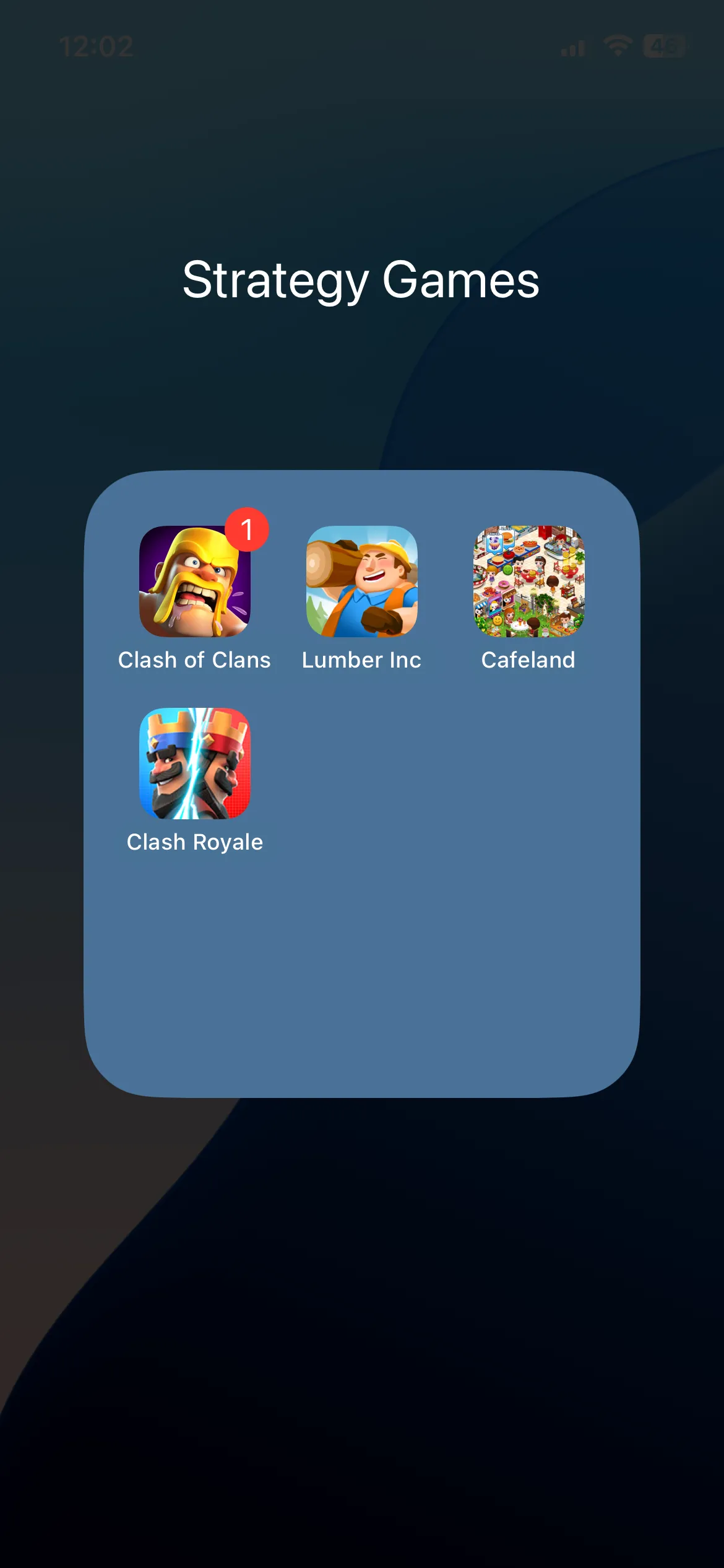 Thư mục &quot;Games&quot; chứa các ứng dụng trò chơi được nhóm gọn gàng trên màn hình chính iPhone.
