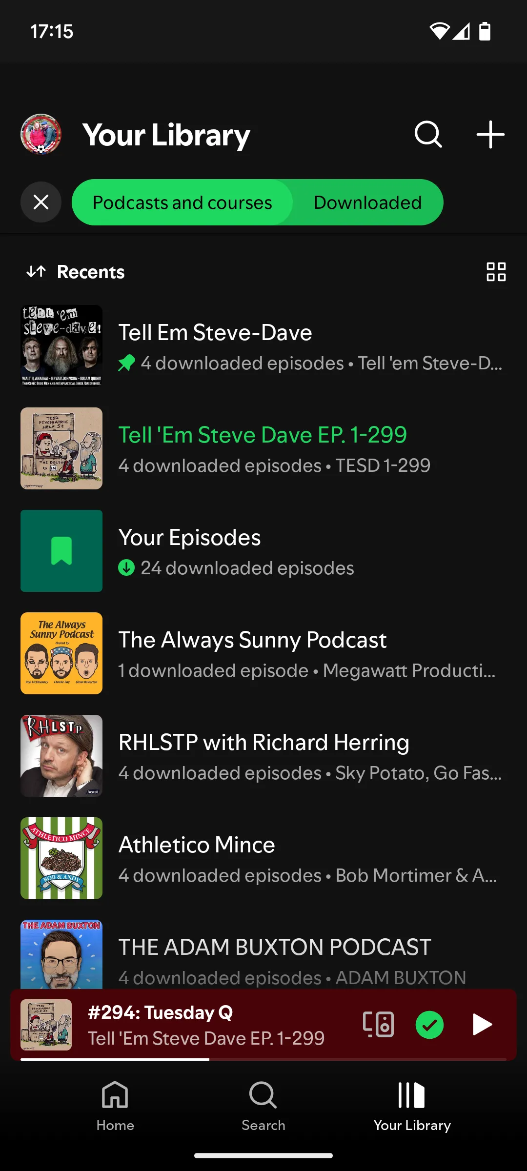 Thư viện podcast đã tải về trong ứng dụng Spotify để nghe ngoại tuyến