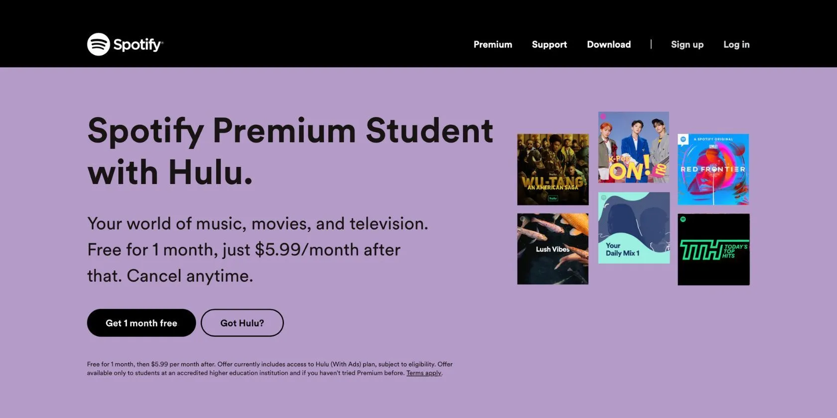 Trang Spotify giới thiệu gói Premium Student với mức giá ưu đãi dành cho sinh viên