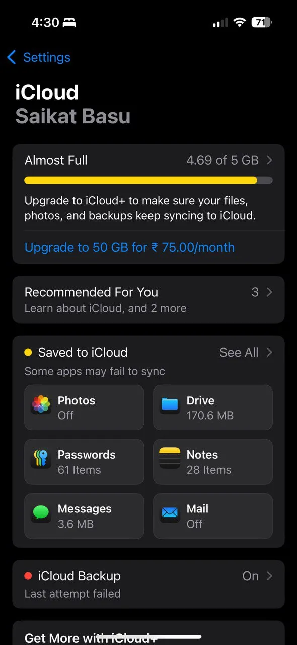 Tùy chọn Ảnh iCloud trong Cài đặt iPhone để bật tính năng Tối ưu hóa dung lượng iPhone