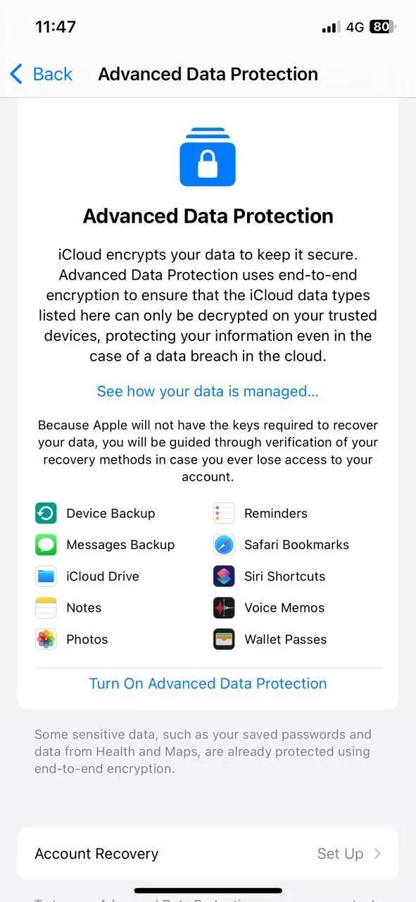 Tùy chọn Bảo vệ dữ liệu nâng cao cho iCloud trên iPhone