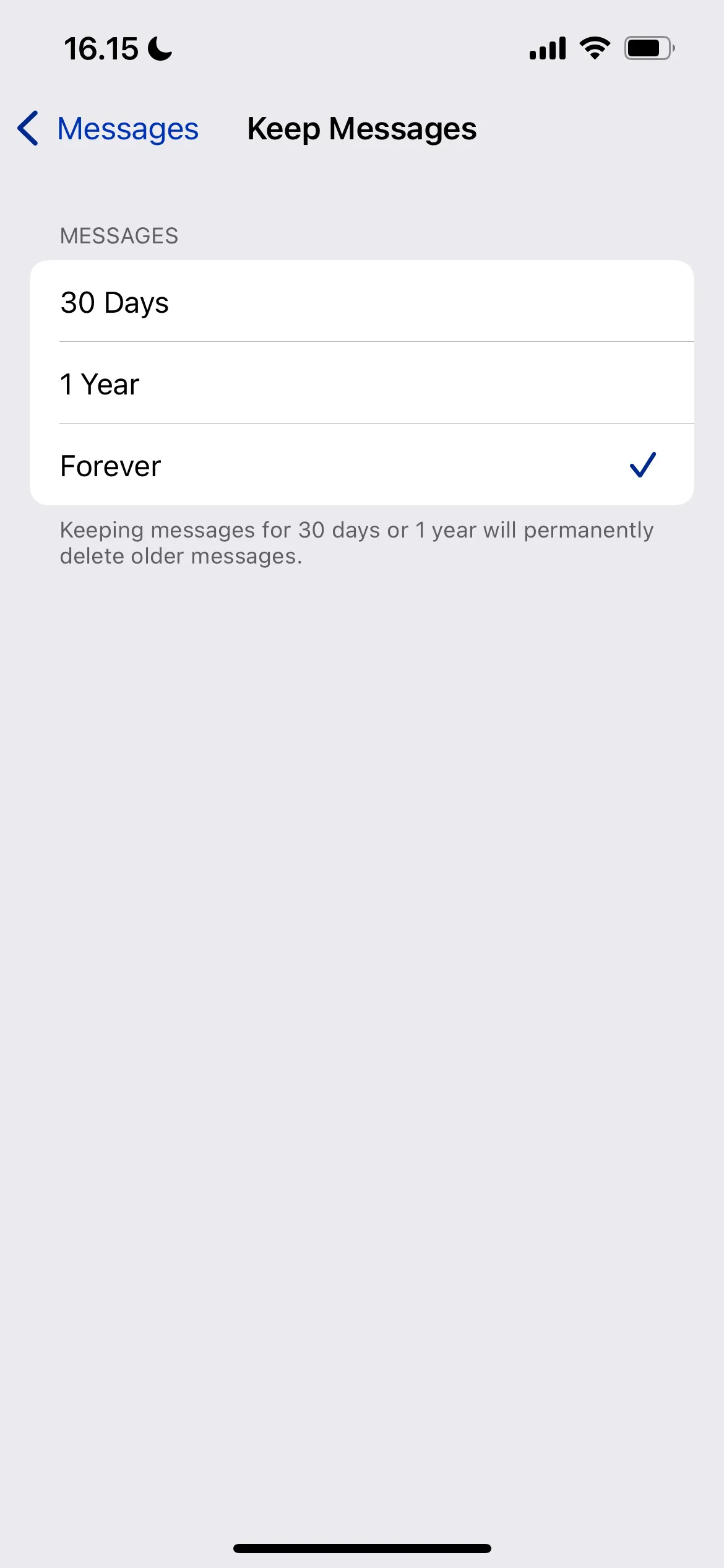 Tùy chọn giới hạn thời gian lưu tin nhắn trên iPhone để tối ưu dung lượng iCloud.