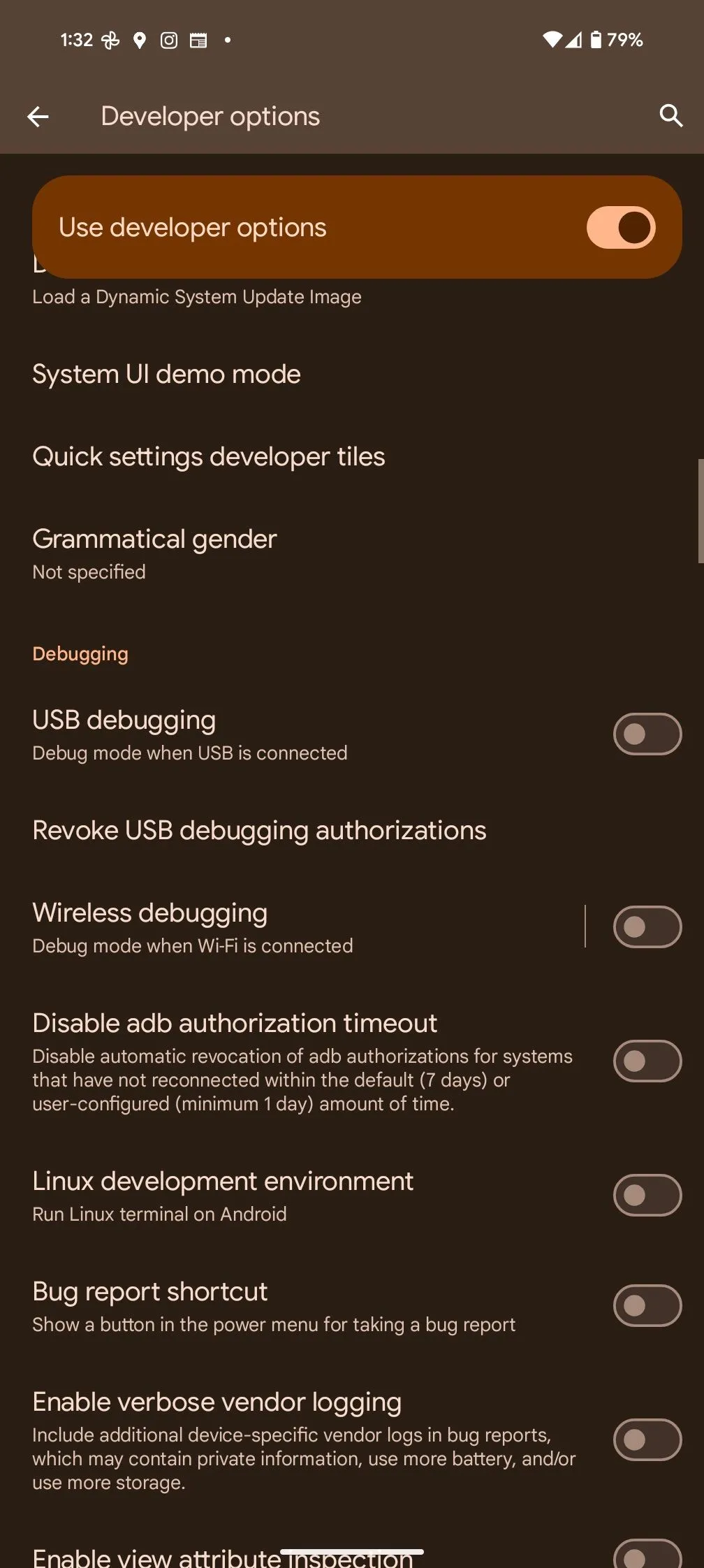 Tùy chọn Gỡ lỗi USB (USB Debugging) trong cài đặt nhà phát triển Android, cho phép kết nối và điều khiển thiết bị.