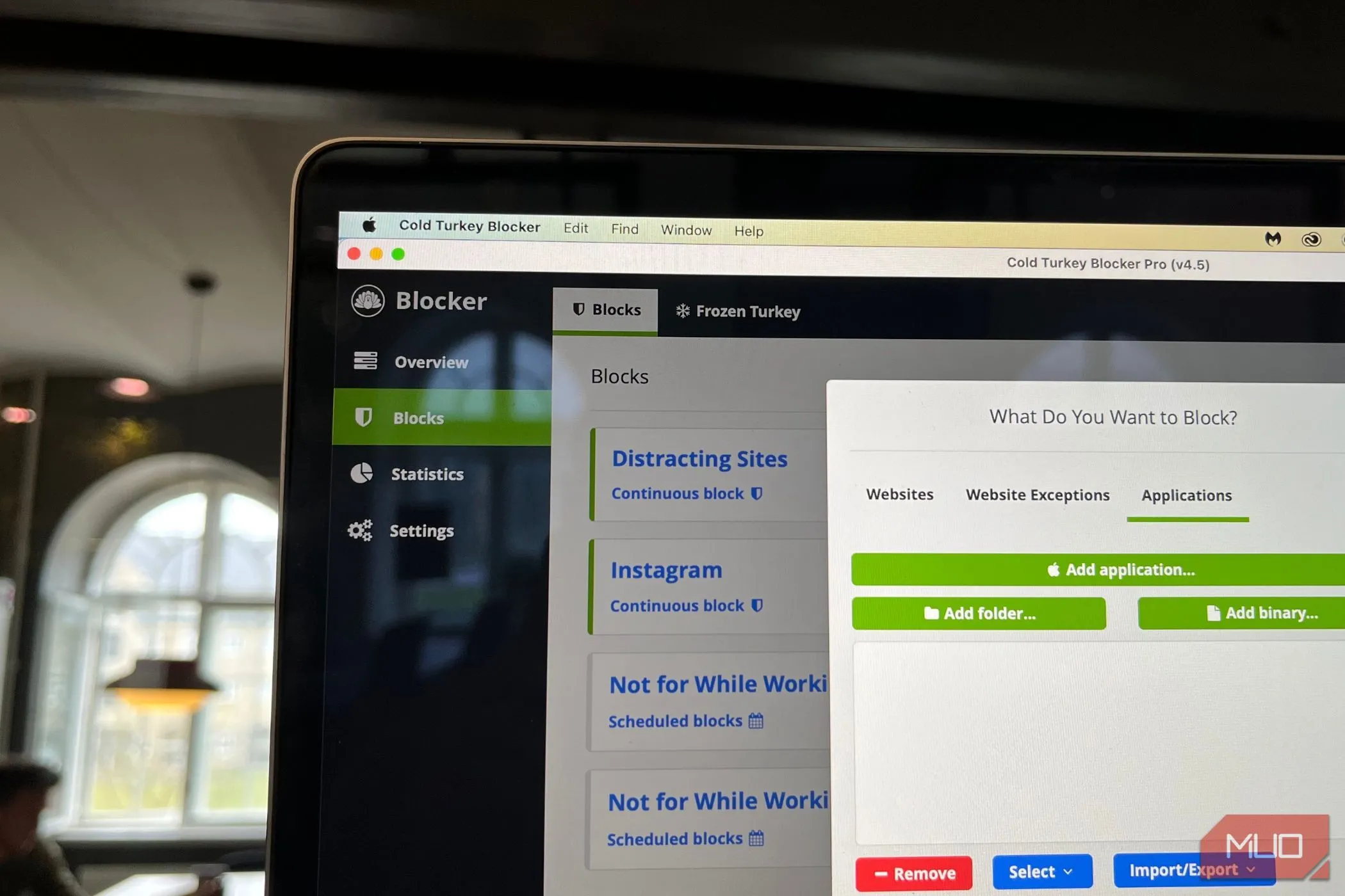 Ứng dụng Cold Turkey chặn website trên màn hình máy tính