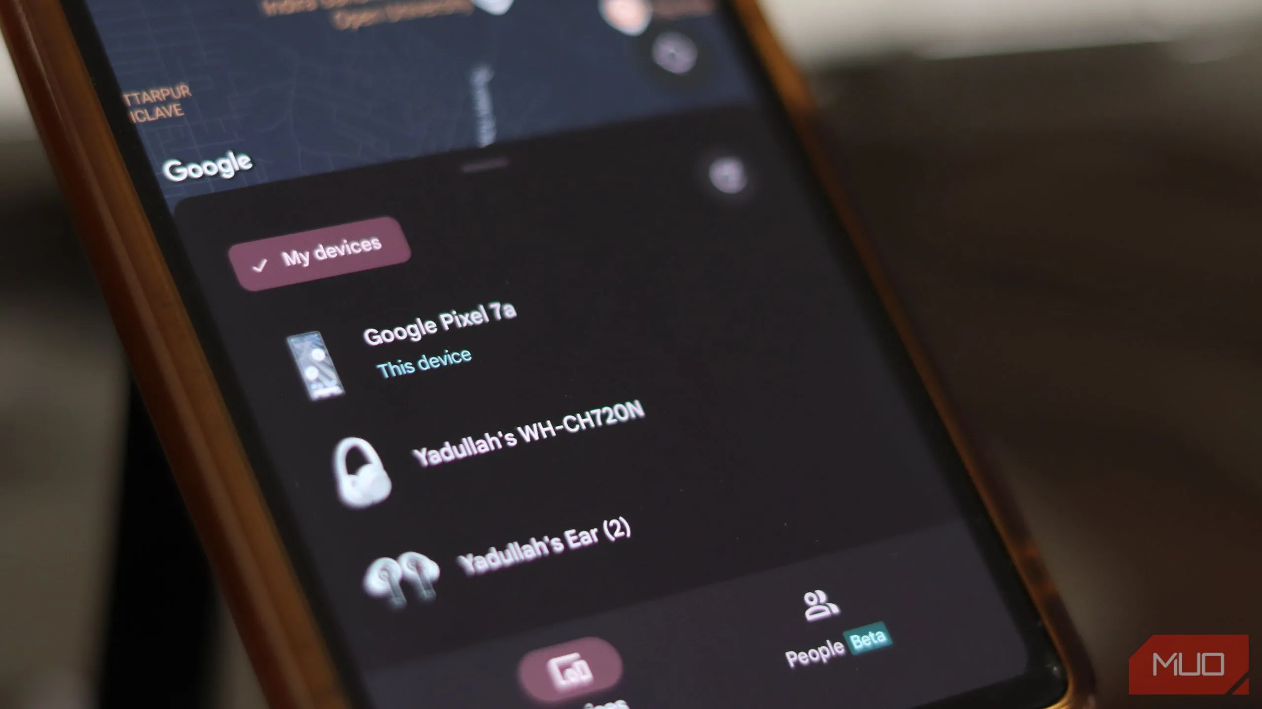 Ứng dụng Find My Device trên Android hiển thị các thiết bị có thể định vị.
