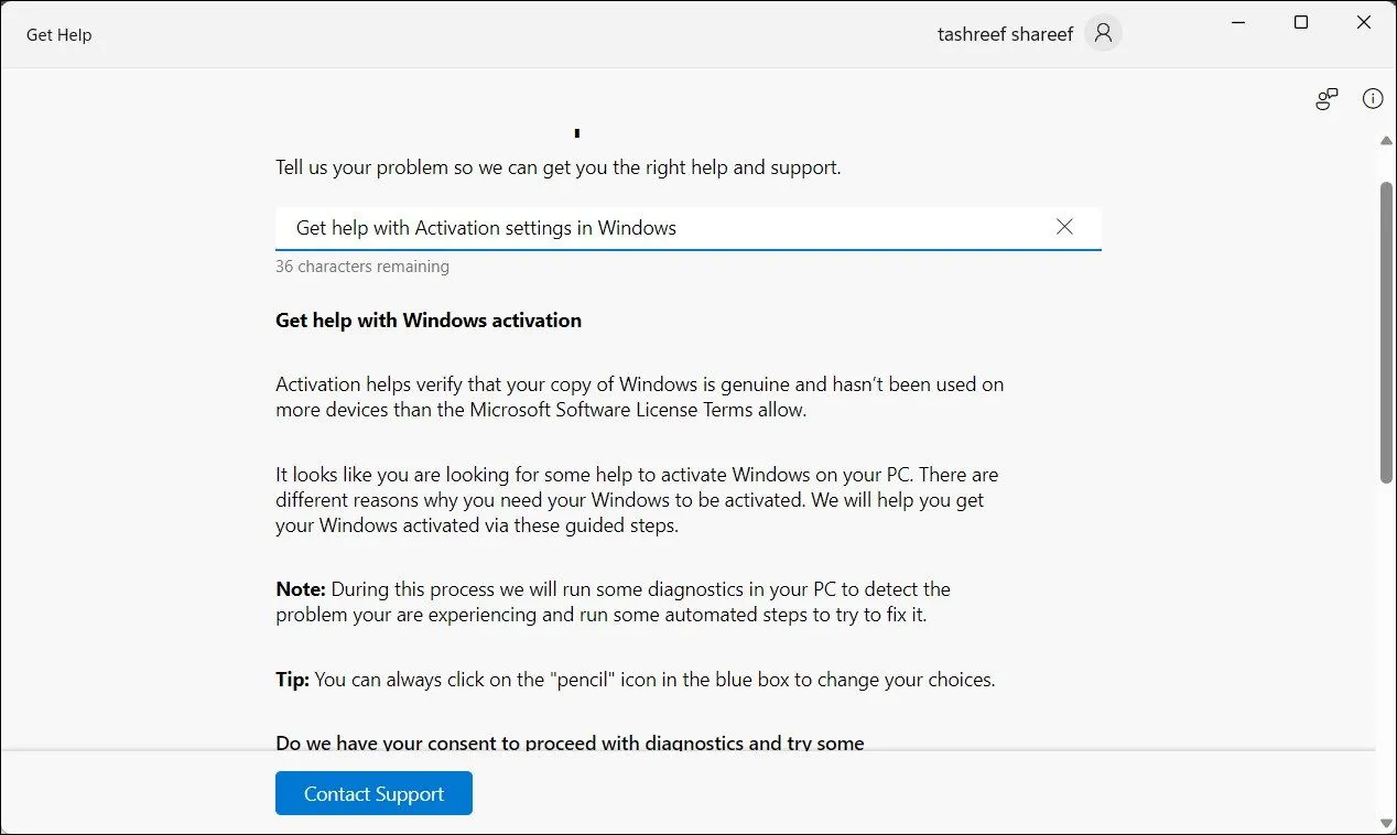 Ứng dụng Get Help (Trợ giúp) trên Windows 11, tích hợp các tùy chọn hỗ trợ và khắc phục sự cố