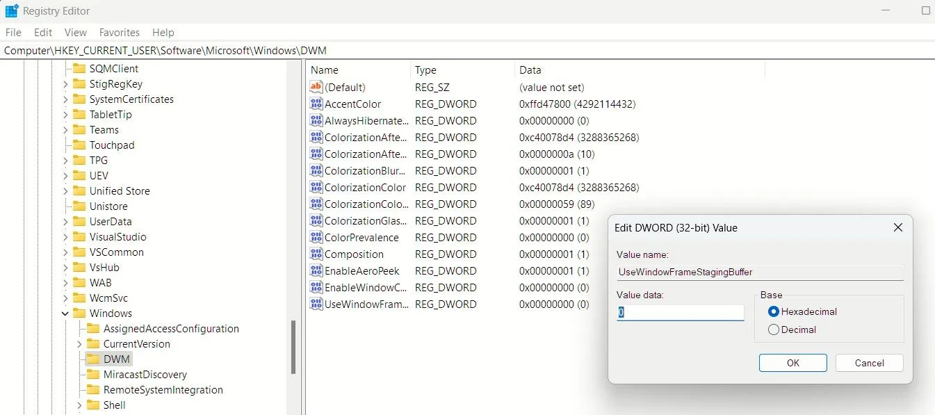 Vô hiệu hóa hiệu ứng góc bo tròn trên giao diện Windows 11.