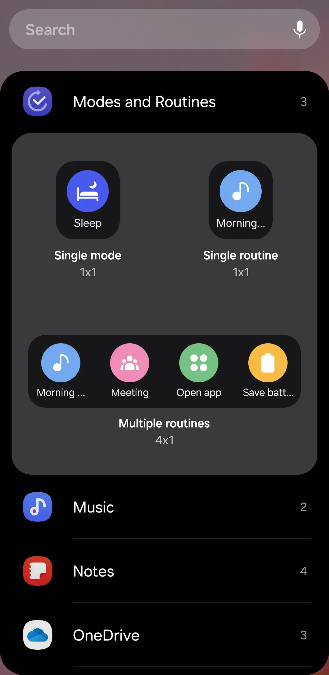 Widget Chế độ và Quy trình trên Android giúp kích hoạt các thiết lập tự động hóa.
