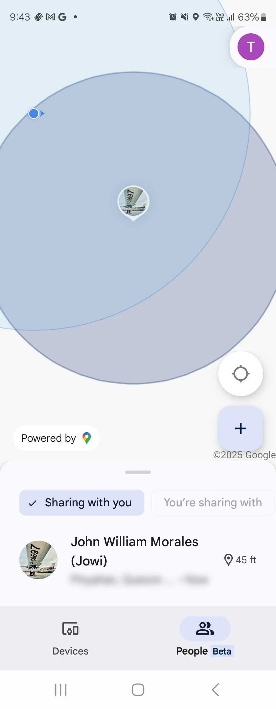 Xem danh sách những người đang chia sẻ vị trí của họ với bạn trên ứng dụng Google Tìm thiết bị của tôi